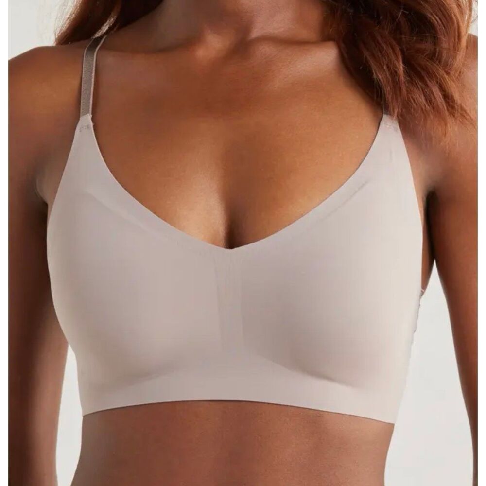 True & Co $52 True Body Boost Convertible Bralette Mink Gray XL NWT